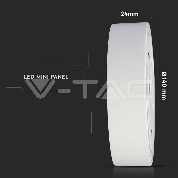 V-TAC VT-4910 12W LED Панел Външен монтаж Premium Кръгъл Модул Топло Бяла Светлина