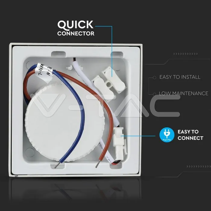 V-TAC VT-4913 12W LED Панел Външен монтаж Premium Квадратен Модул Топло Бяла Светлина