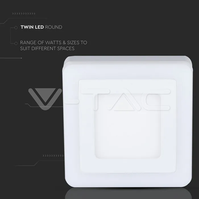 V-TAC VT-4925 12W+3W LED Панел Външен монтаж Квадратен Модул Топло Бяла Светлина
