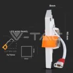 V-TAC VT-4943 8W LED Slim Панел Квадрат Топло Бяла Светлина