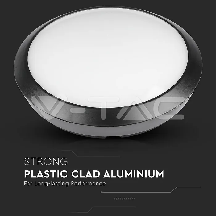 V-TAC VT-4981 12W LED Кръгло Тяло Външен Монтаж Сензор черно Тяло Топло Бяла Светлина