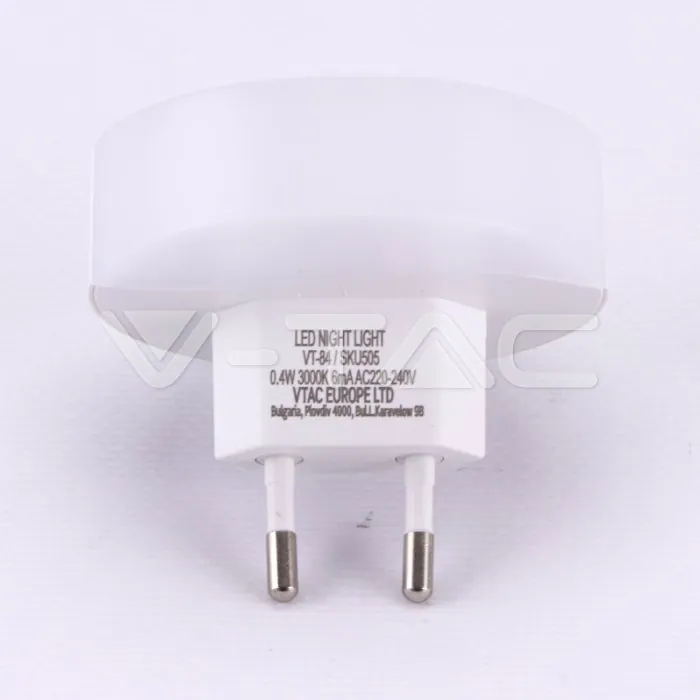 V-TAC VT-505 LED Нощна Лампа за Контакт USB Кръг 3000K