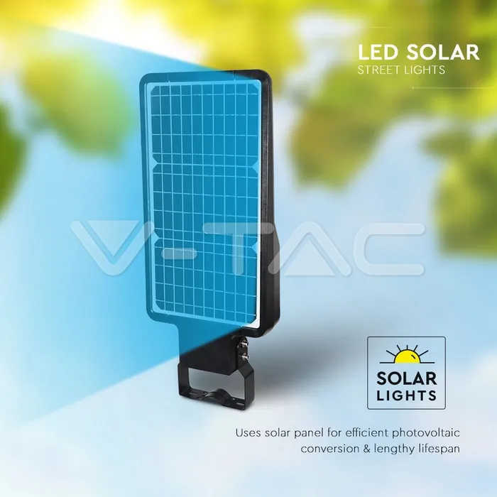 V-TAC VT-5503 40W Улична Лампа Соларна Черно Тяло 4000К 120lm/W