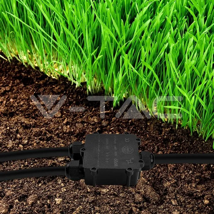 V-TAC VT-5980 Влагозащитена Кутия Черна 3х8-12мм IP68