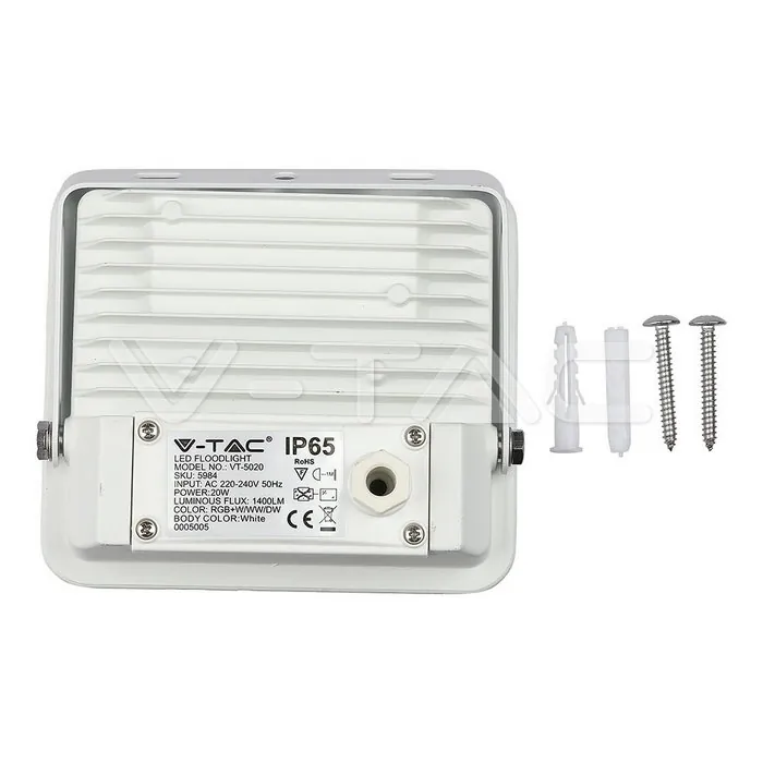 V-TAC VT-5984 20W LED Прожектор Bluetooth Бяло Тяло RGB + W