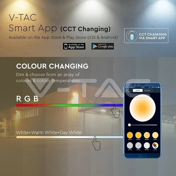 V-TAC VT-5984 20W LED Прожектор Bluetooth Бяло Тяло RGB + W