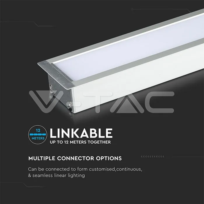 V-TAC VT-603 LED Линейно   SAMSUNG Чип 40W за Вграждане Сиво Тяло 6400K