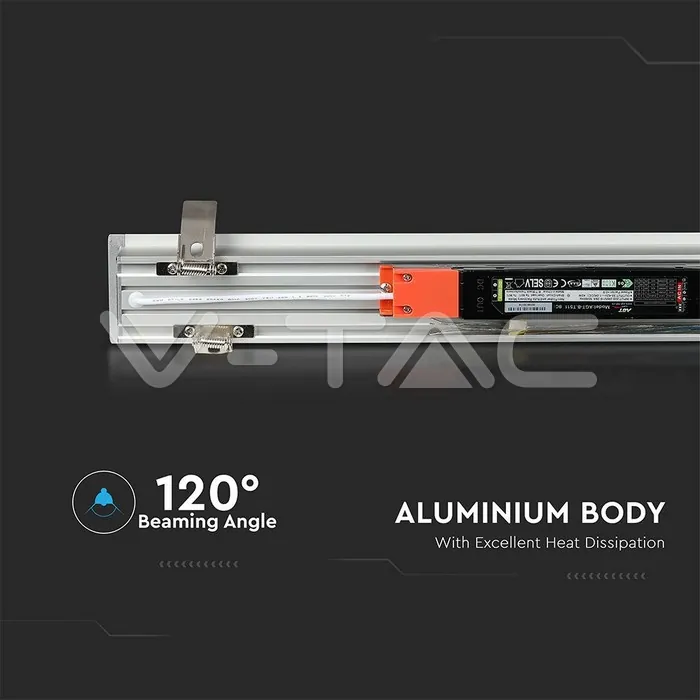 V-TAC VT-603 LED Линейно   SAMSUNG Чип 40W за Вграждане Сиво Тяло 6400K