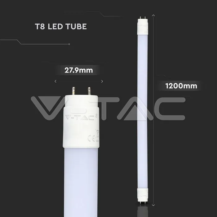 V-TAC VT-6263 LED Пура T8 18W 120 см Nano Пластик Топло Бяла Светлина Неротационна