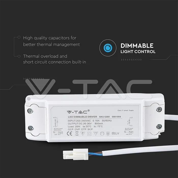 V-TAC VT-6268 29W Димируем Драйвер 5 г. Гаранция A++