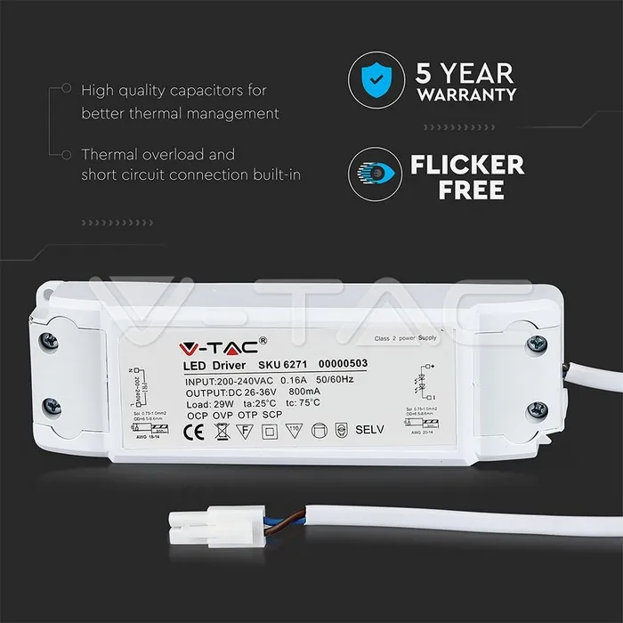 V-TAC VT-6271 29W Flicker Free Драйвер 5 г. Гаранция A++