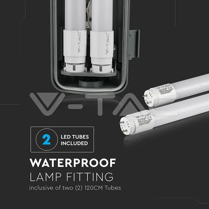 V-TAC VT-6387 LED Водозащитено тяло PC/PC 2x1200мм 36W Неутрална Светлина
