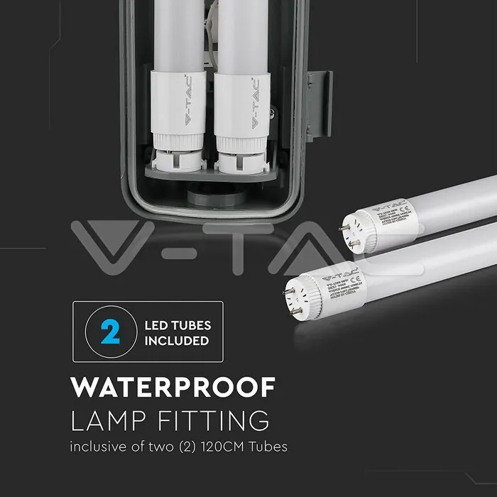 V-TAC VT-6399 LED Водозащитено тяло PC/PC 2x1200мм 36W Бяла Светлина