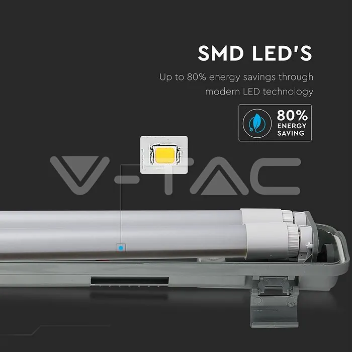 V-TAC VT-6399 LED Водозащитено тяло PC/PC 2x1200мм 36W Бяла Светлина
