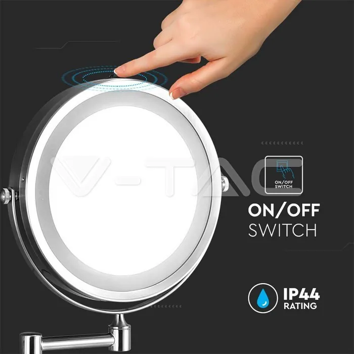 V-TAC VT-6628 3 LED Огледало за Стена 4 x AA Батерии Тяло Никел