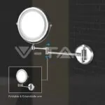 V-TAC VT-6628 3 LED Огледало за Стена 4 x AA Батерии Тяло Никел