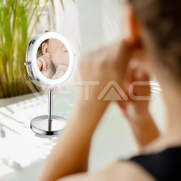 V-TAC VT-6629 3 LED Огледало Настолно 4 x AA Батерии Тяло Никел