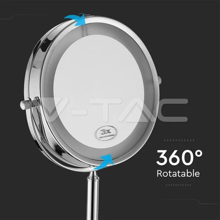 V-TAC VT-6629 3 LED Огледало Настолно 4 x AA Батерии Тяло Никел