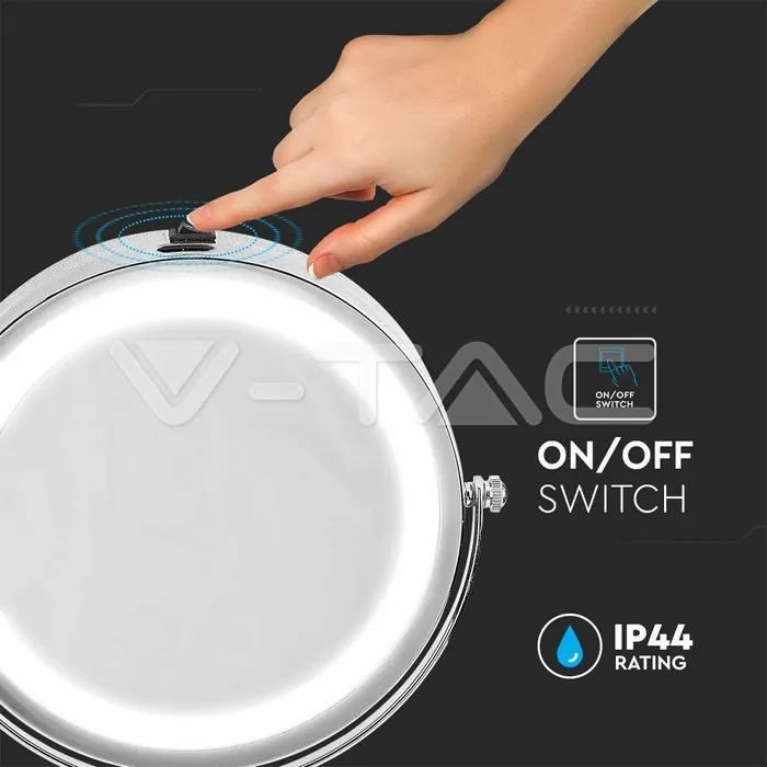 V-TAC VT-6629 3 LED Огледало Настолно 4 x AA Батерии Тяло Никел