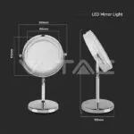 V-TAC VT-6629 3 LED Огледало Настолно 4 x AA Батерии Тяло Никел