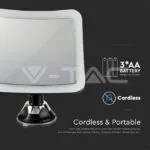 V-TAC VT-6630 3.2 LED Огледало 3 x AA Батерии Черно Тяло
