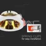 V-TAC VT-6648 GU10 Корпус Кръг Бяла Рамка с Златен Рефлектор