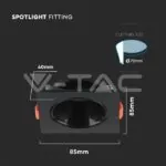 V-TAC VT-6652 GU10 Корпус Квадрат Черна Рамка с Черен Рефлектор