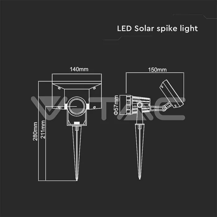 V-TAC VT-6661 2W LED Соларно Колче IP65 4000K