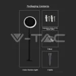 V-TAC VT-6668 3W LED Соларно Градински Тяло Черно Бяло Тяло 3000K 2бр.