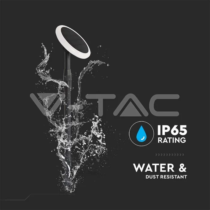 V-TAC VT-6668 3W LED Соларно Градински Тяло Черно Бяло Тяло 3000K 2бр.