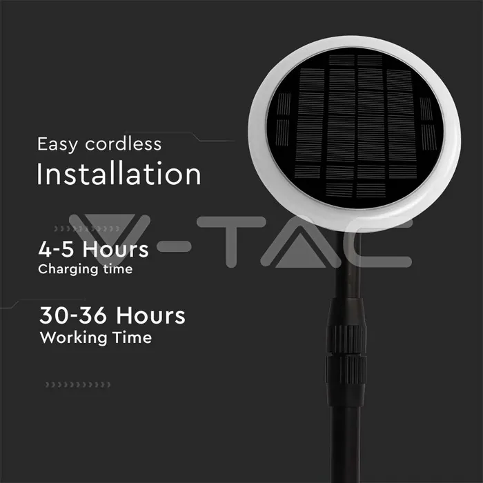 V-TAC VT-6668 3W LED Соларно Градински Тяло Черно Бяло Тяло 3000K 2бр.