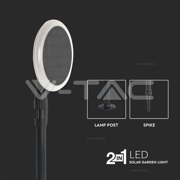 V-TAC VT-6668 3W LED Соларно Градински Тяло Черно Бяло Тяло 3000K 2бр.