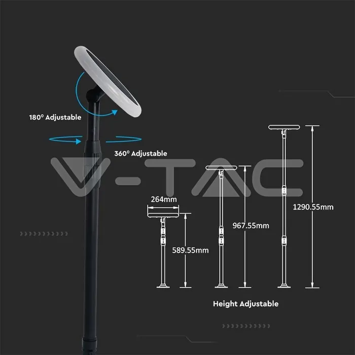 V-TAC VT-6669 8W LED Соларно Градински Тяло Черно Бяло Тяло 4000K