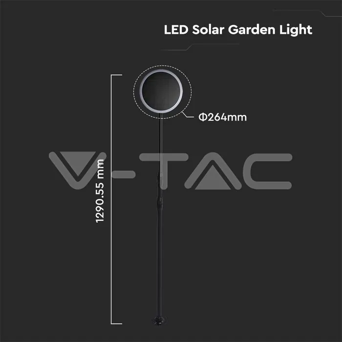 V-TAC VT-6669 8W LED Соларно Градински Тяло Черно Бяло Тяло 4000K