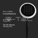 V-TAC VT-6669 8W LED Соларно Градински Тяло Черно Бяло Тяло 4000K