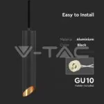 V-TAC VT-6685 1xGU10 Корпус Пендел Черен D:55x300мм
