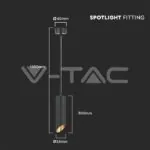 V-TAC VT-6685 1xGU10 Корпус Пендел Черен D:55x300мм