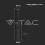V-TAC VT-6687 1xGU10 Корпус Пендел Черен D:60x500мм