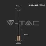 V-TAC VT-6688 1xGU10 Корпус Пендел Черен + Златно D:60x300мм