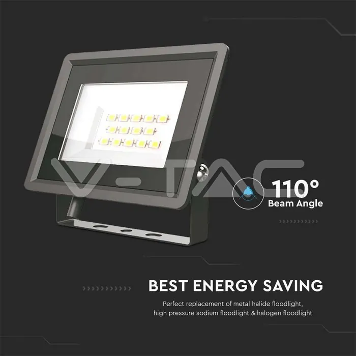 V-TAC VT-6727 10W LED Прожектор SMD F-Series Черно Тяло 3000K