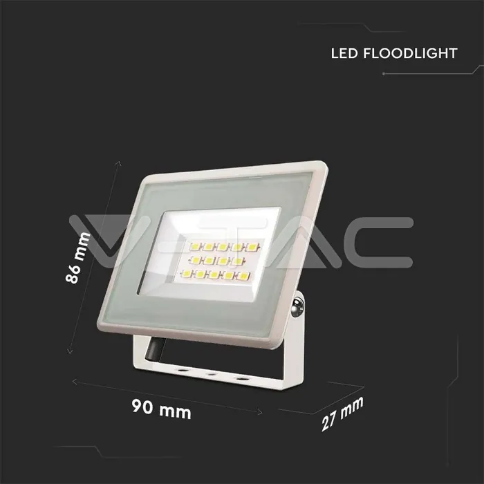 V-TAC VT-6730 10W LED Прожектор SMD F-Series Бяло Тяло 3000K
