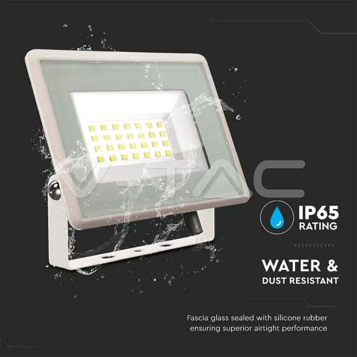 V-TAC VT-6740 20W LED Прожектор Бяло Тяло 3000K
