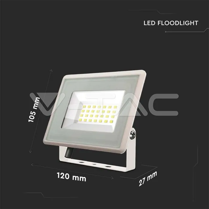 V-TAC VT-6742 20W LED Прожектор Бяло Тяло 6400K