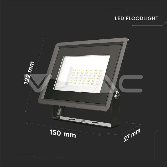 V-TAC VT-6744 30W LED Прожектор SMD F-Series Черно Тяло 4000K