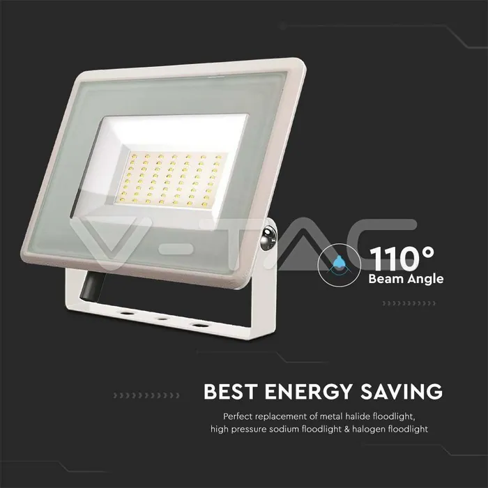 V-TAC VT-6754 50W LED Прожектор Бяло Тяло 6500K