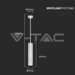 V-TAC VT-6779 1*GU10 Корпус Пендел Бял D:60*300MM