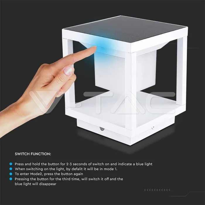 V-TAC VT-6806 LED Соларен Стълб Бял 3000К