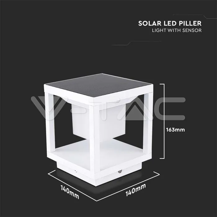 V-TAC VT-6806 LED Соларен Стълб Бял 3000К
