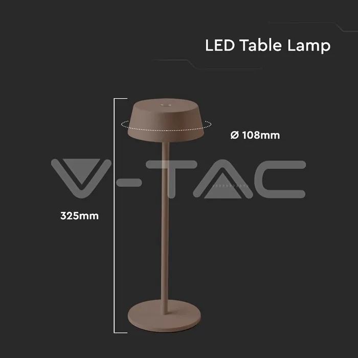 V-TAC VT-6821 2W LED Настолна Лампа Бежово IP54 3000K