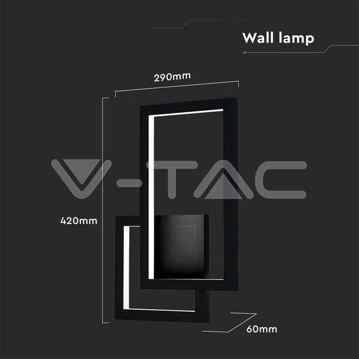 V-TAC VT-6843 20W Стенна Лампа Черно Тяло 4000K IP54